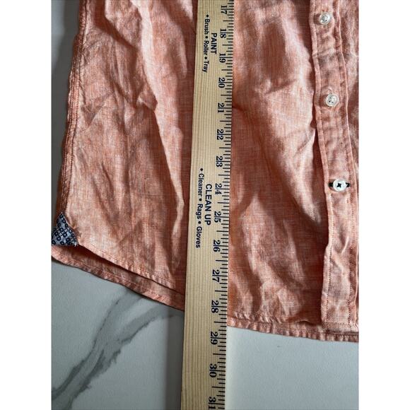 Fynch Hatton Shirt Mens Size Medium 100% Premium Linen Orange Woven Long Sleeve - Picture 11 of 16